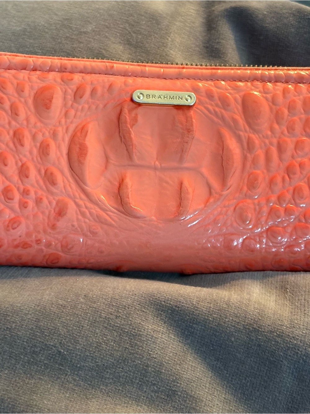 Brahmin Orange Embossed Leather Wallet